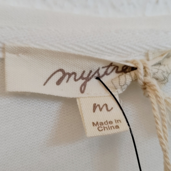 EMPIRE WAIST NWT Mini Dress Cream Off-White Babydoll Boho Tunic Mystree Medium - Picture 5 of 9